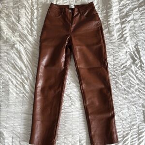 Aritzia Melina Cognac Vegan Leather Pants